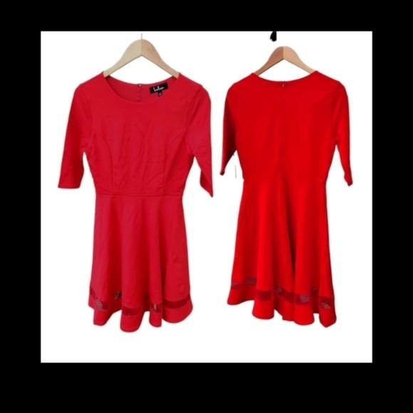 LULUS,  FIT AND FLAIR, FIRE ENGINE RED ,  SKATER, SHIFT DRESS SMALL NWT - Picture 2 of 6